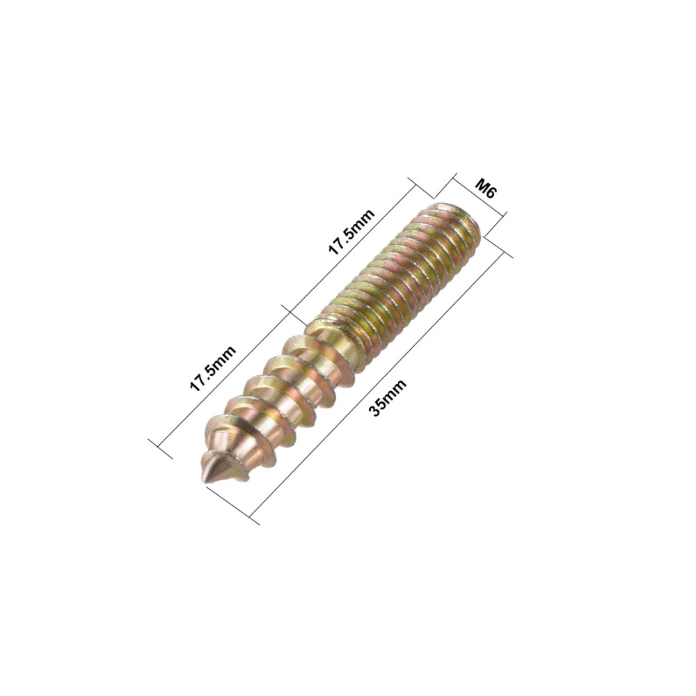 Uxcell 20Pcs M4 M6 Carbon Steel Hanger Bolt 25mm 30mm 35mm 40mm 50mm 60mm Length Double Headed Bolt Screw for Furniture