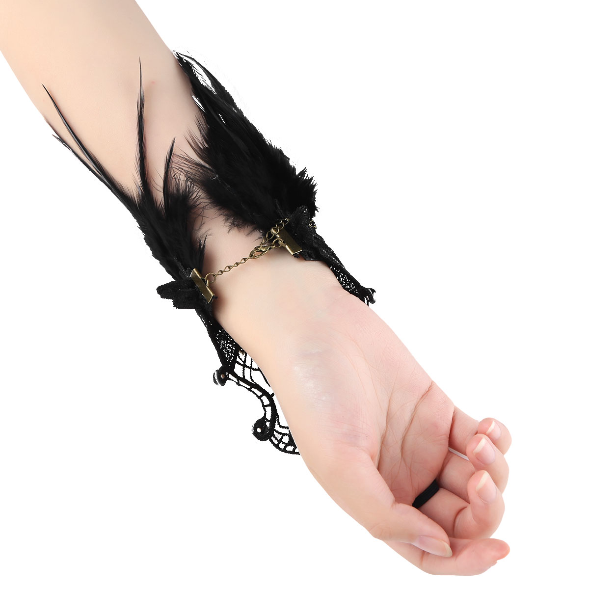 Halloween Vintage Steampunk Gloves Wrist Cuff Retro Victorian Bracelet Costume Accessories Gothic Feather Lace Gears Handwear