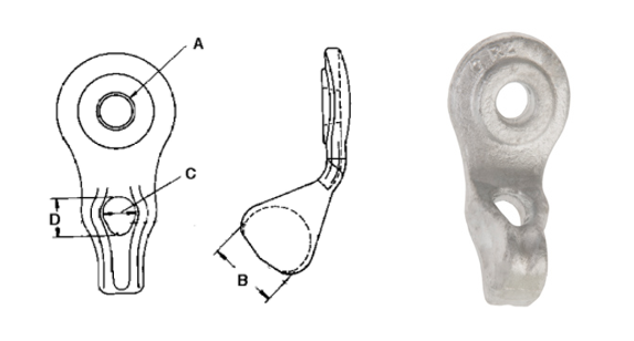 angle thimble eyelet drawing