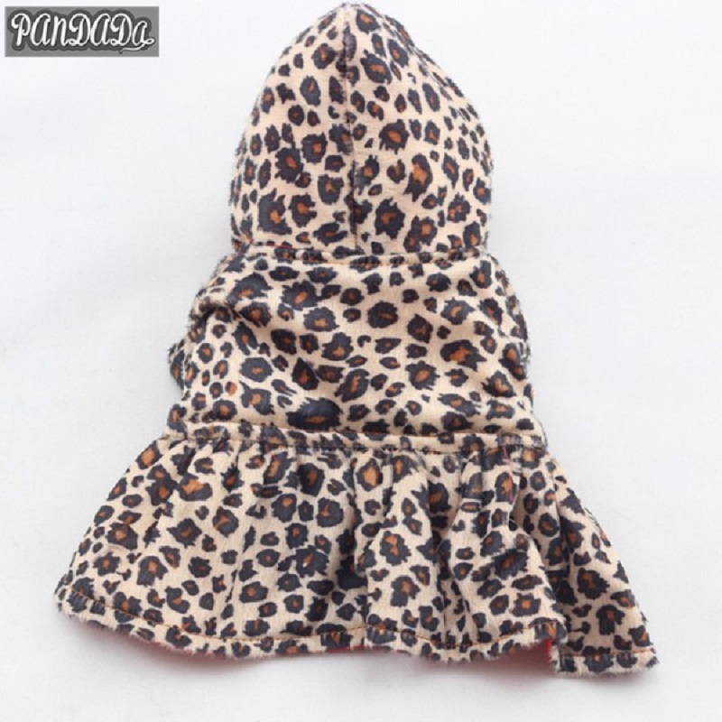 Dog Cat Dress Clothes Tutu Pet Hoodie Skirt Winter Leopard Clothes With Hat For Small Dog Teddy Chihuahua Pet Product