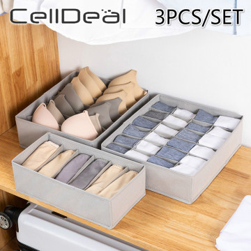 CellDeal 3PCS Bra Underwear Organizer Storage Box Non-woven Drawer Closet Organizers Storage Organizador Drawer Divider Boxes