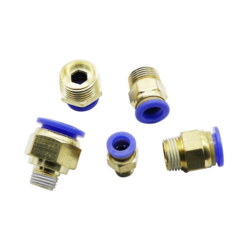 Air Pneumatic 14mm 16mm Hose Tube 1/4" 1/8" 3/8" 1/2" 3/4" Male Thread Air Pipe Connector Quick Coupling Brass Fitting 1 Pcs