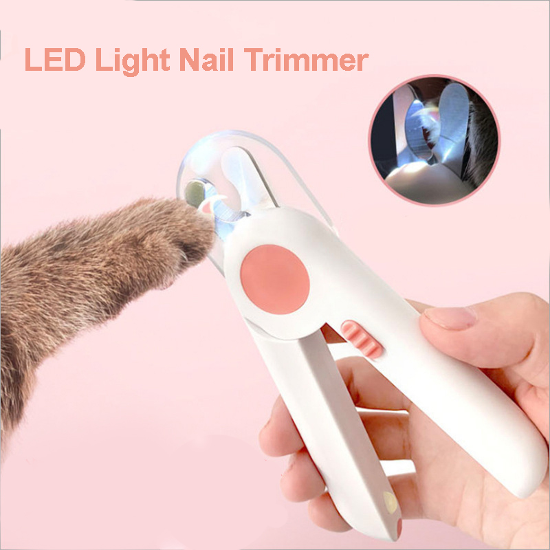 Professional Pet Cat Cutter Dog and Cat Nail Clipper Cutting Machine Beauty Scissors Animal Cat Locks Pet LED Light Nail Trimmer