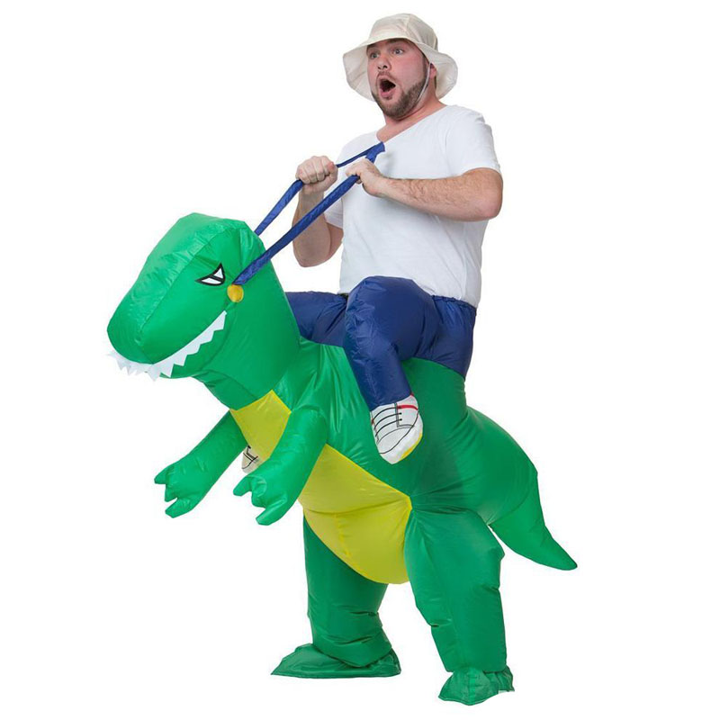 Inflatable Green Dinosaur Adult Costume Ride-on Animal Fun Toy Halloween For Man Women Party Dress Cosplay Clothes Free Shipping