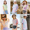 95% Cotton 5% Spandex Fabric Candy Colors Popular Tie Dyed Sweatshirt Fabric Designer Fashion Sewing Cloth TJ0278