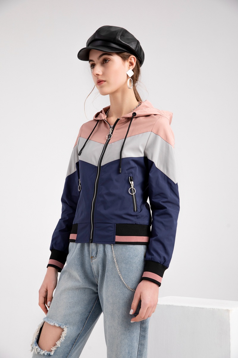 Contrast Color Hoodie Windbreaker Jacket