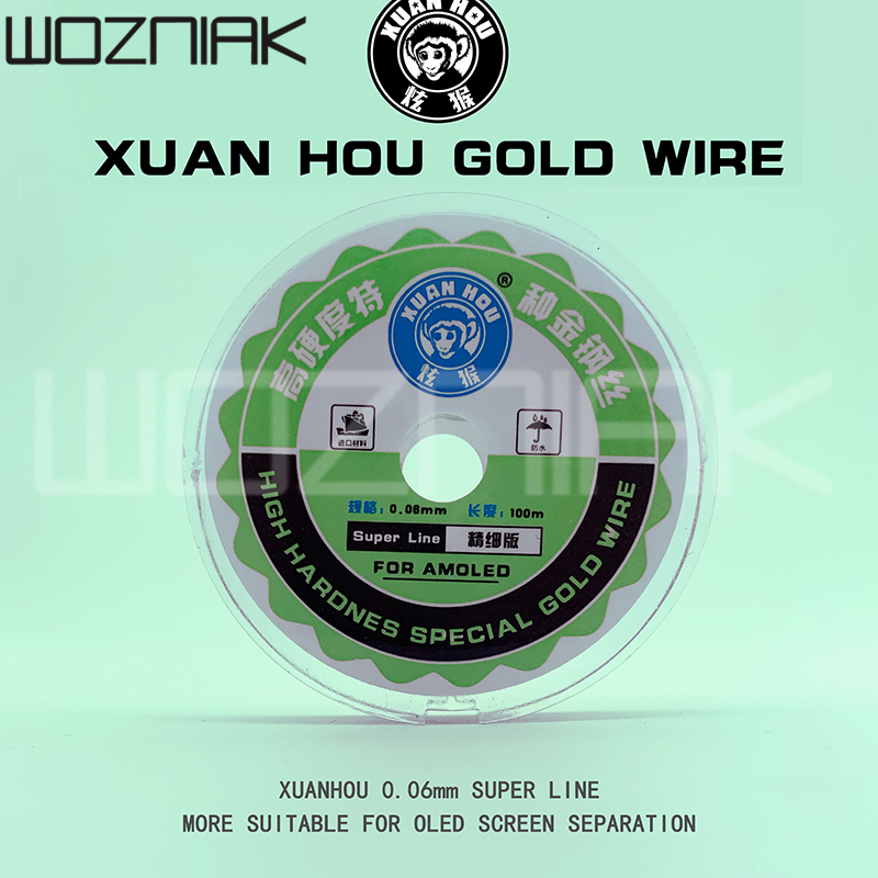 100m Alloy Gold Molybdenum Wire Cutting Line LCD Display Screen Separator Repair 0.04/0.05/0.06/0.08MM