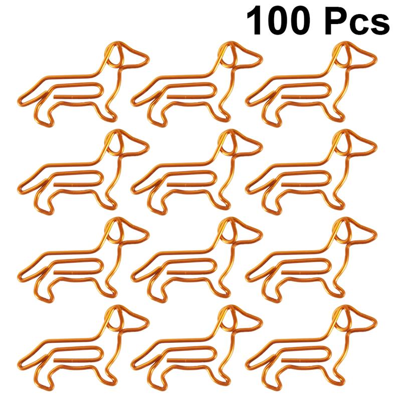 100Pcs Dog Shaped Paper Clips Creative Animal Shape Clip For Bookmark Office School Stationery Notebook Memo Note Agenda Pad