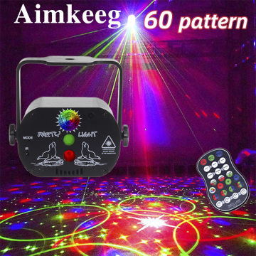 60 patterns Mini USB Charge DJ Disco Light Strobe Party Stage Lighting Effect Voice Control Laser Projector Lamp for Dance Floor