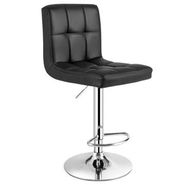 Adjustable Swivel Bar Stool Counter Height Bar Chair PU Leather w/ Back Black HW66492BK-1