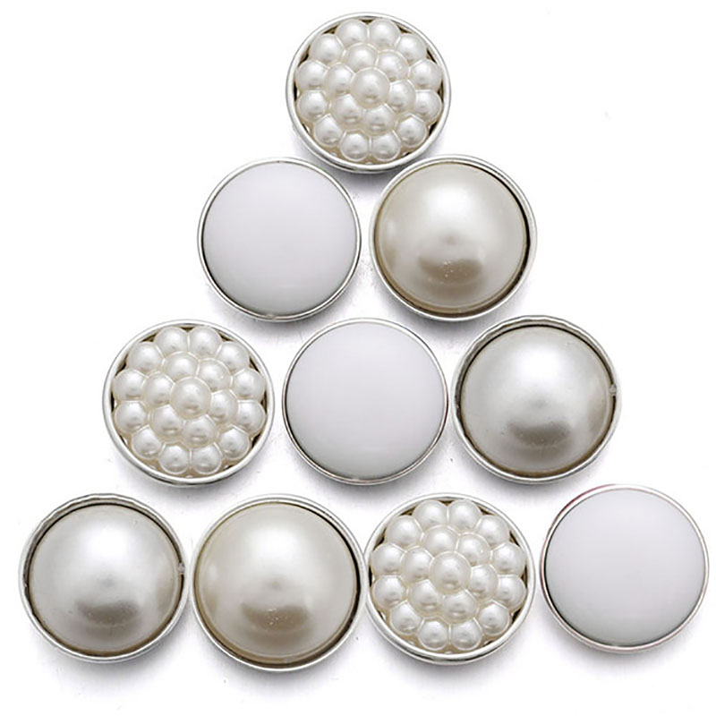 10pcs/lot 18mm & 20mm White Resin Snaps Buttons For Snaps Bracelets Handmade Jewelry Findings DIY Charms ZD055