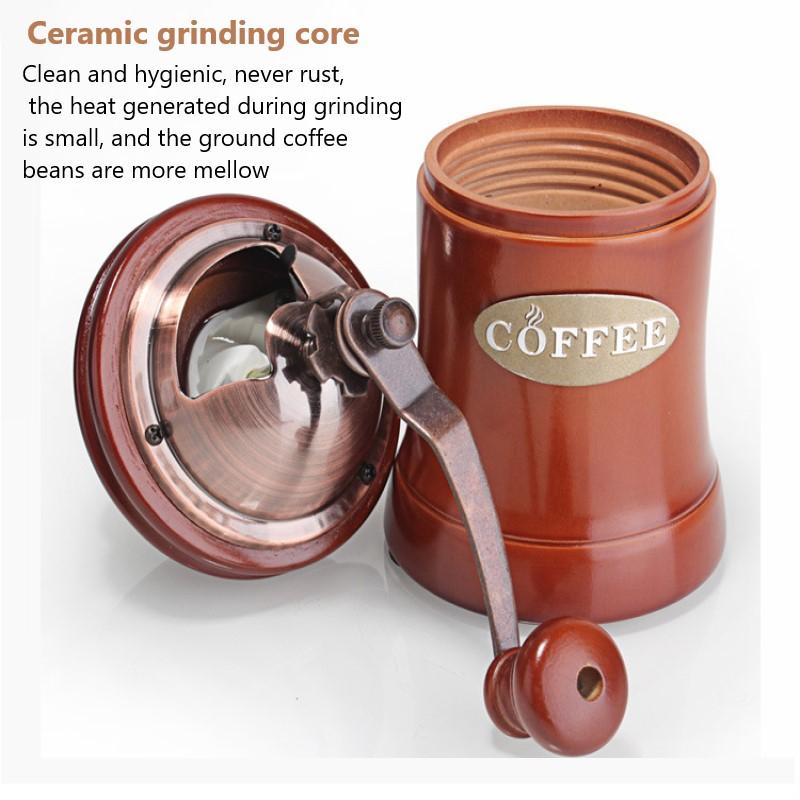 Hand-crank Coffee Grinder Home Kitchen Manual Metal Dust Cover Bean Warehouse Large Capacity Multi-function Coffee Bean Grinder
