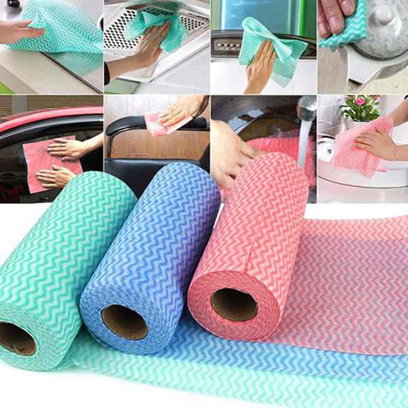 4 Roll of 200 Disposable Cleaning Cloth,Reusable Kitchen Towel,Tableware Cloth,Non-Woven Cloth,Multi-Purpose Manual Wipe