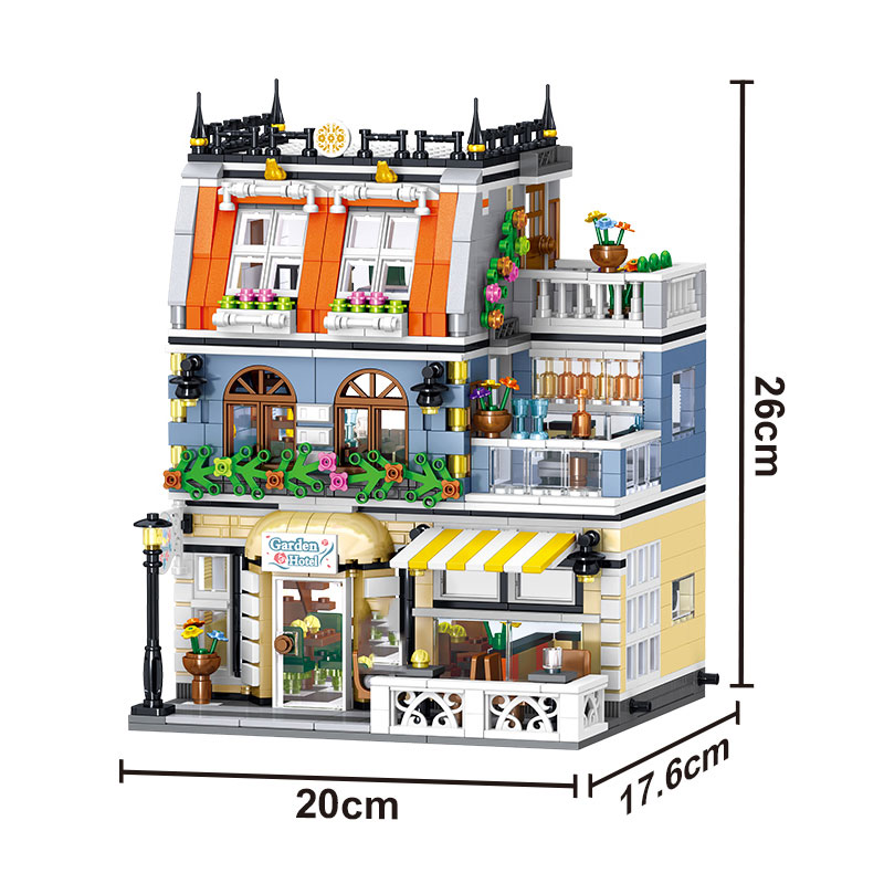 Creator City The Corner Mall Set Street View Building Blocks Set Architeture Shop Garden Hill Hotel Bricks Children Toys Gifts