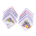 10pcs Fashion Cotton Women Cute Square Handkerchief Flower Printed Hanky Wedding Party Gifts