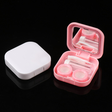 New Portable Contact Lens Case Plastic Square Travel Classic Mirror Cover Container Holder Storage Soaking Box for Lenses