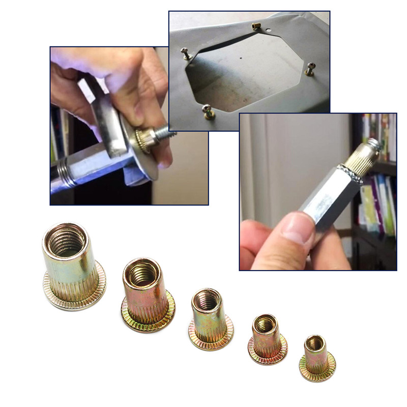 10/20PCS Carbon steel Rivet Nuts M3 M4 M6 M8 M10 Flat Head Rivet Nuts Set Nuts Insert Riveting Multi Size