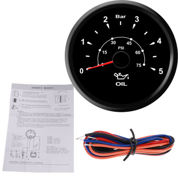 7 Colors Backlight Boat Car Oil Pressure Gauge with 5 Bar / 10 Bar Oil Pressure Meter fit for 9~32V