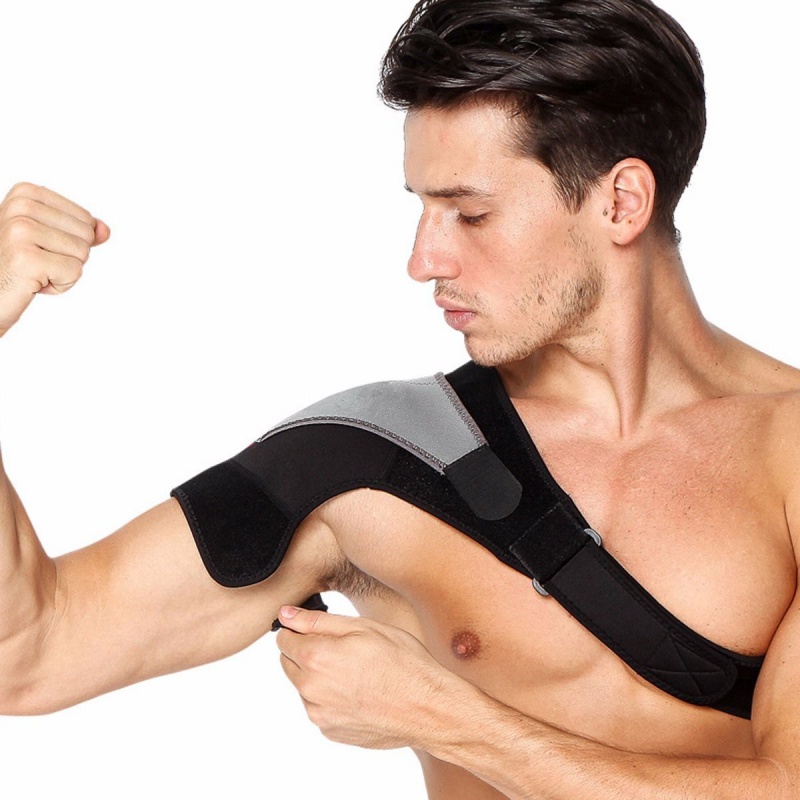 Adjustable Breathable Gym Sports Care Single Shoulder Support back support Guard Strap Wrap Belt Band Pads Black Bandage
