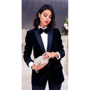 Women's Navy Velvet Suits For Female Business Office Tuxedo 2 Piece Jacket and Pants Sets Formal Lady Blazer костюм женский офис
