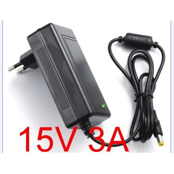 1PCS 15V 3A High quality IC solutions AC 100V-240V DC 15V 3A Switch power supply, 45W LED adapter, EU plug DC 5.5*2.1-2.5mm