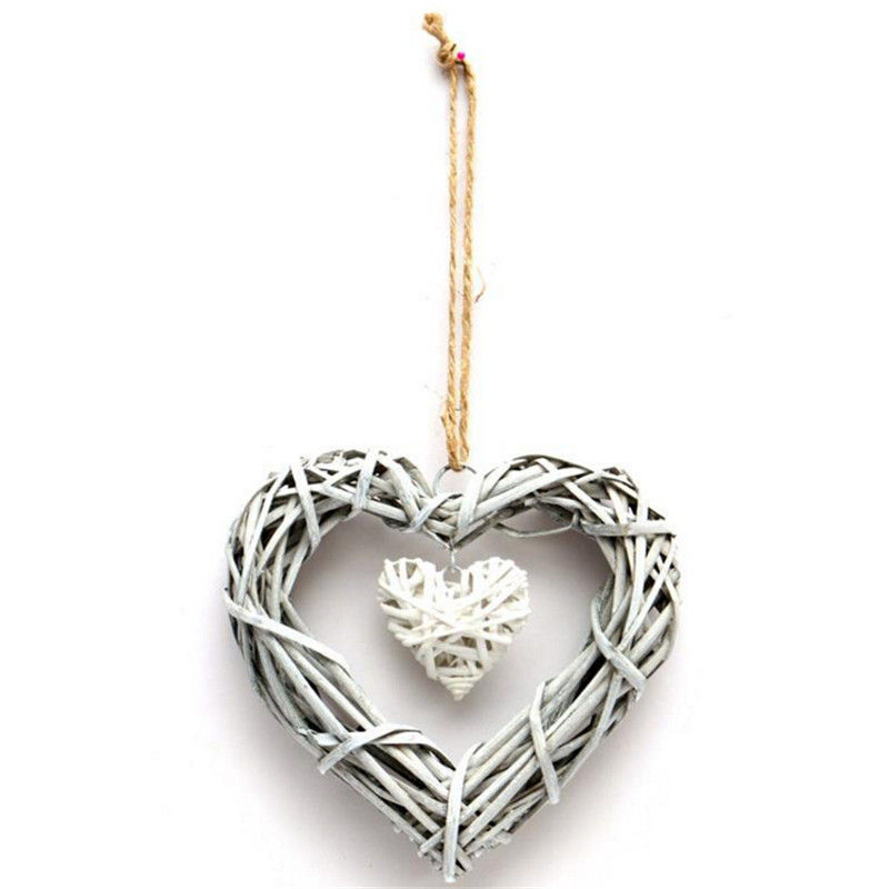 Fashion Romantic Wicker Rattan Hanging Heart Wreath Wedding Love Supplies Home Decoration Party Ornament Set Heart Pendant