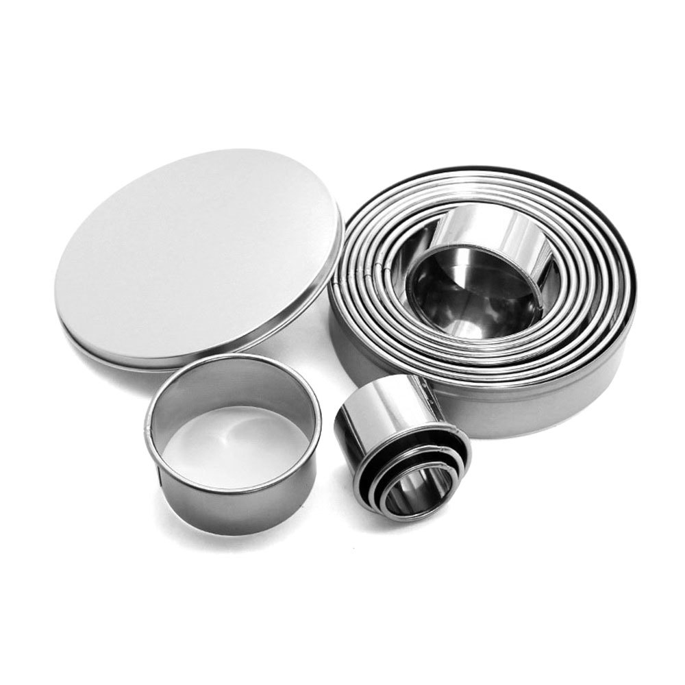12pcs/set Stainless Steel Round Cookie Biscuit Cutters Circle Pastry Cutters Metal Baking Ring Molds for Fondant Cake DIY