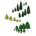 27pcs Model Tree 3-16cm Green Train Railroad Architecture Diorama HO O Scale for DIY Crafts or Building Models