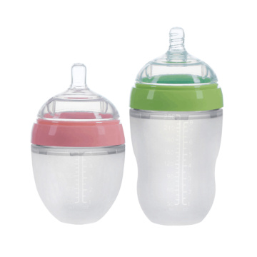 Baby Bottle Newborn Wide Caliber Anti-flatulence Silicone Bottle with Handle Baby Supplies Kids Milk Food Feeding Tools