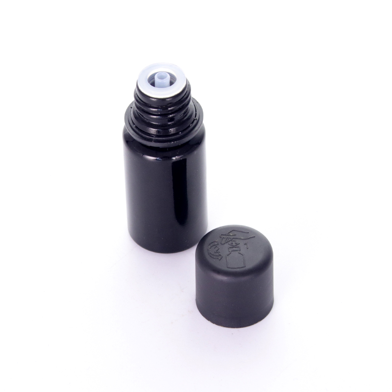 Black Round Glass Bottle With Smooth Child Resistant Caps 4 Jpg
