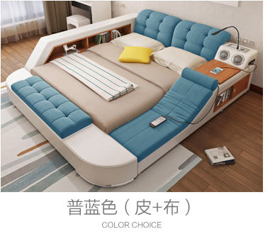 fabric Leather multifunctional massage bed frame Nordic camas ultimate bed LED light Bluetooth speaker safe radio notepad board
