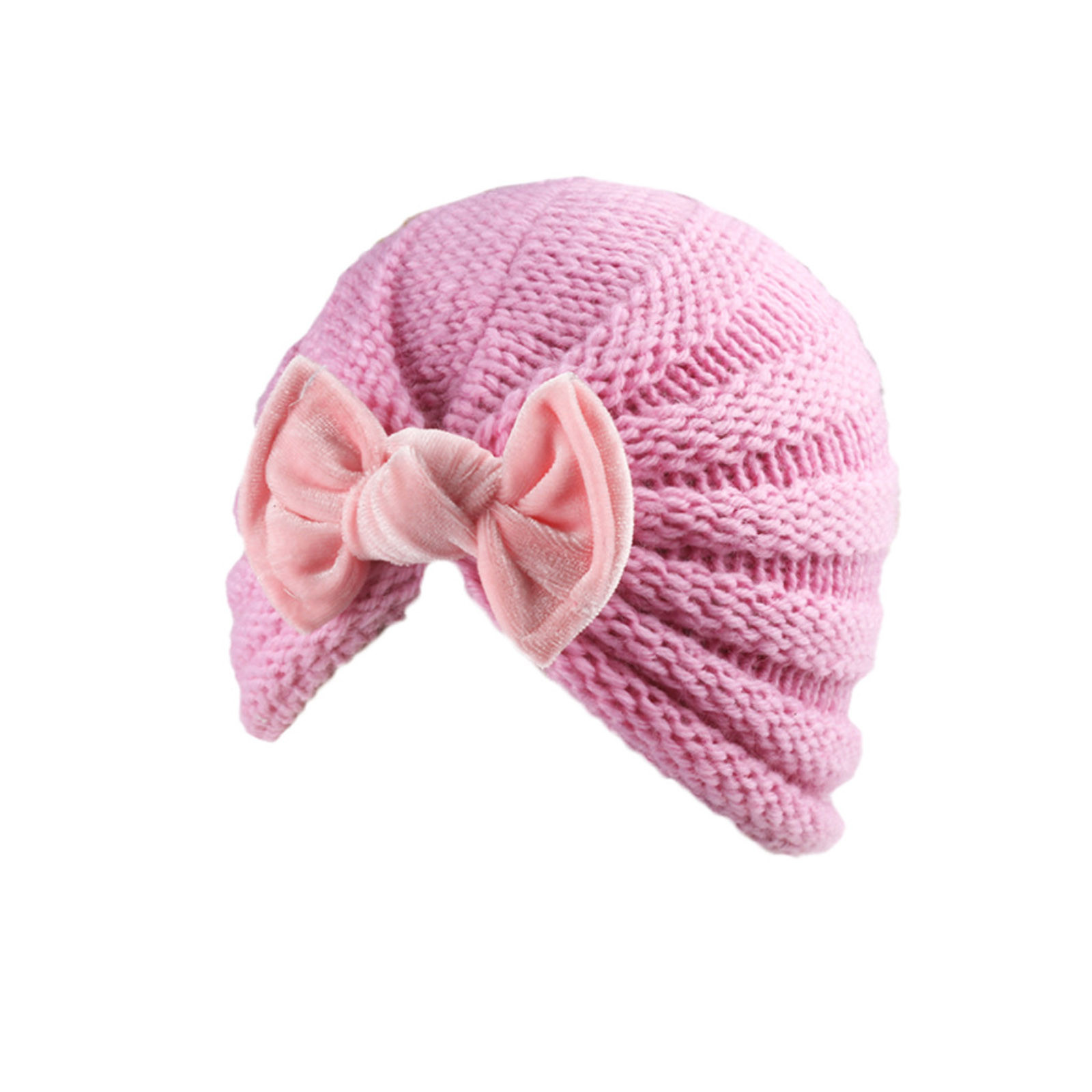 Newborn Toddler Hat Baby Solid Pleuche Bow Knitted Hat Headband Hair Headwear Accessories Baby Cap Turban Bebe Fille