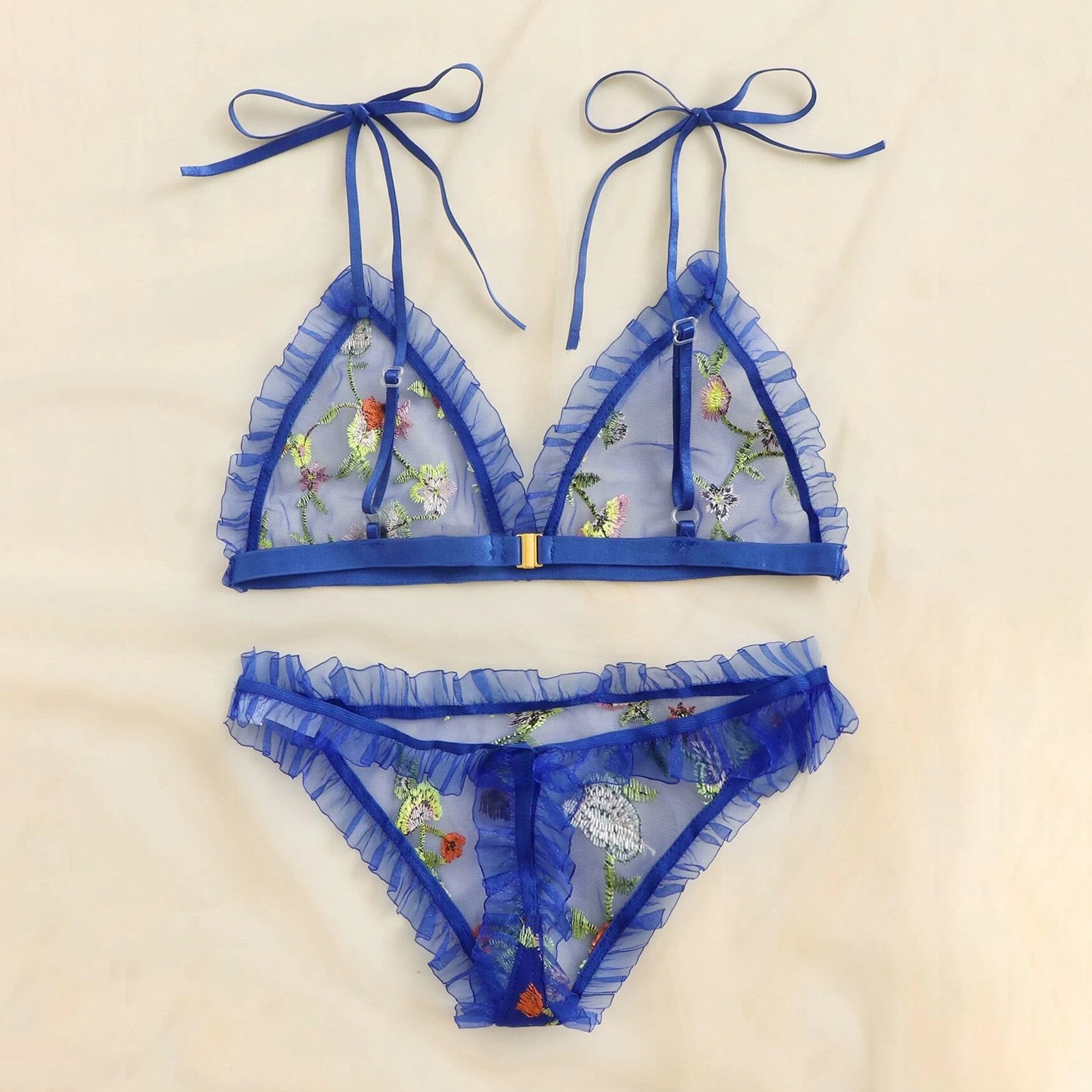 Woman Underwear New Sexy Fashion Bra G-String Lingerie Flower Sleepwear Underwear Lace Blue Thong Sexy Lingerie Women