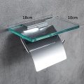 Toilet Paper Holder Wall Mounted Glass and Copper Towel Rack Paper Roll Storage Rack for Toilet Bathroom Kitchen