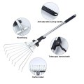 9 Teeth Fan Broom Telescopic Collect Loose Debris Yards Garden Rake Lightweight Portable Cleaning Practical Grass Rake