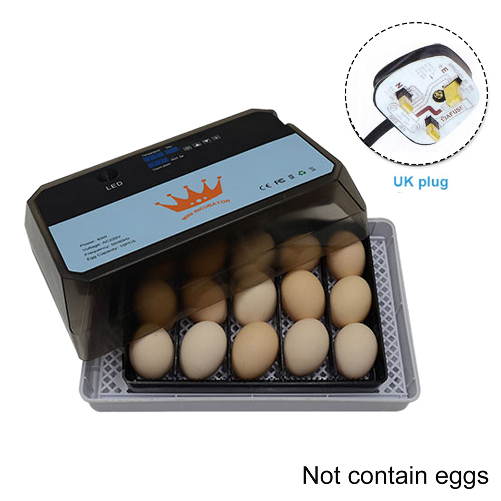Quail Digital Hatchery Goose Poultry Incubator Parrot Brooder Home 15 Eggs Chicken Duck LED Light Temperature Display