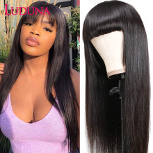 Luduna Straight Human Hair Wigs With Bangs Brazilian Full Machine Made Human Hair Wigs For Women 150% Remy Hair Wig