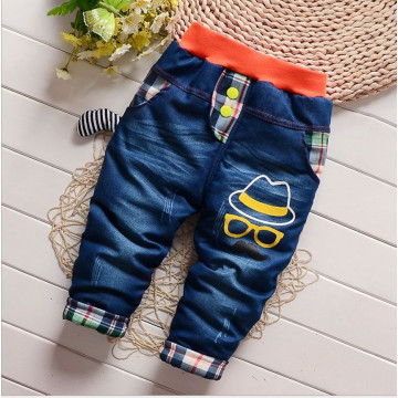Baby Boy Winter Pants Denim Pants For Girl Thick Denim Cartoon Trousers Kids Thermal Jeans 9-24M Children Warm casual Leggings