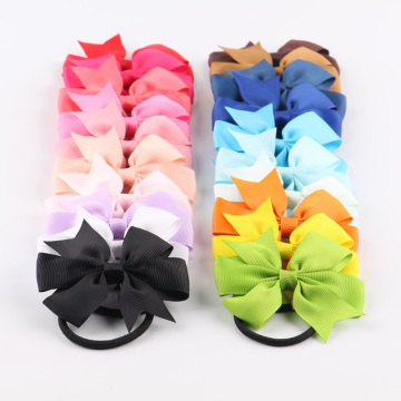 10Pcs/Lot Bow Hair Bands Tools 20 Colors Elastic Rubber Band Hair Ties/Rings/Ropes Gum Grosgrain Ribbon Holders Hair Accessories