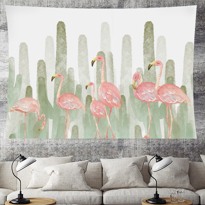 Nordic style tropical cactus wall hanging fresh style Flamingo wall hanging Tapestry Hanging Home Decorations plant Tapestries