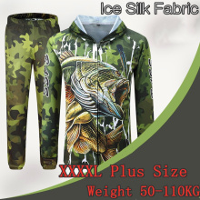 Summer Outdoor Ice Silk Fishing Clothing Anti-UV Thin Breathable Quick Dry Sunscreen Shirt Mens Fishing Clothes Tops Pants Suit