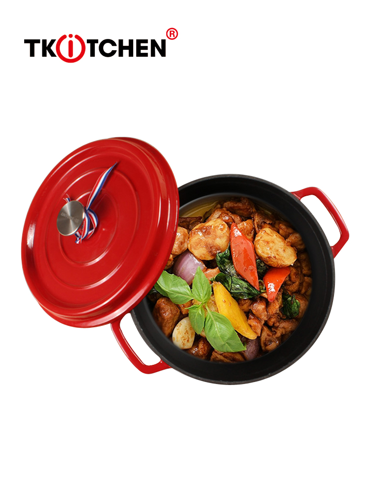 Ename Cast Iron Pots Non-stick Pan kitchen Cooking Soup Stock Pots Cookware Smokeless Uncoated Dutch Oven Induction Cooker stew