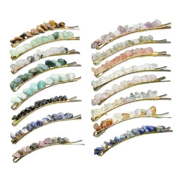 Natural Stone Clip Shiny Hair Clip Hair Accessories Girls Hairpins Crystals Natural Stone Hair Clips Woman Head wear Jewelry