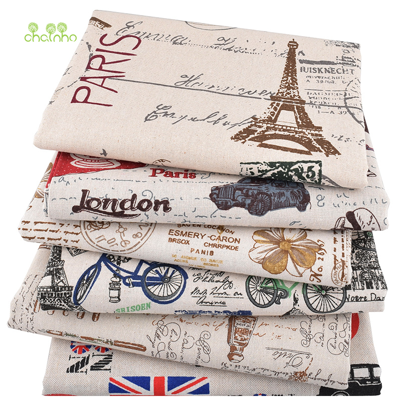 Chainho, 6pcs/Lot,Patchwork Printed Cotton Linen Fabric For DIY Quilting & Sewing Placemat,Bags Material, 25x45cm