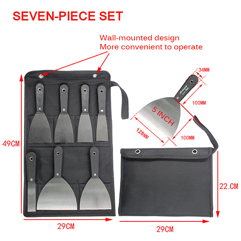 7pcs Putty Knife Scraper Blade 1-5inch Wall Shovel Carbon Steel Plastic Handle Construction Tool Plastering Knife