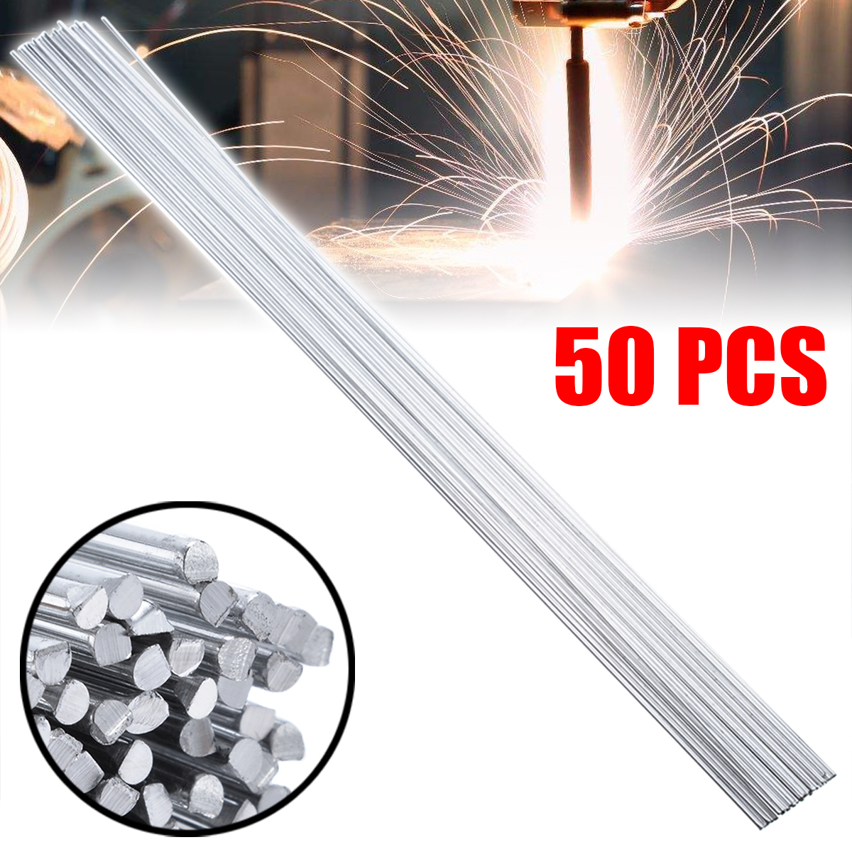 50pcs/lot Easy Aluminum Welding Rods Weld Bars Cored Wire Rod For Soldering Aluminum No Need Solder Powder Low Temperature 1.6mm