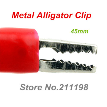 20pcs/lot 45MM Metal Alligator Clip Crocodile Electrical Clamp for Testing Probe Meter Black and Red with Plastic Boot