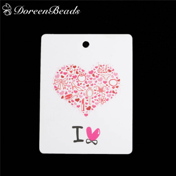 30PCs 6.3*4.8cm Paper Garment Label Tags Multifunctional DIY Craft rectangle Red heart Bowknot Pattern Clothing Accessory Decor