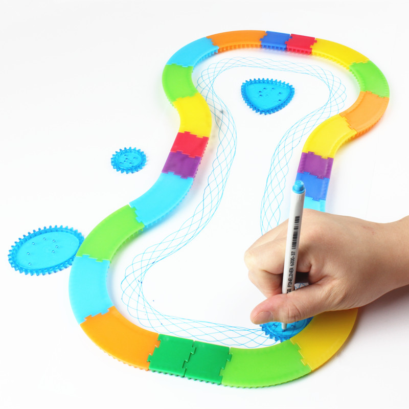 Kids Spirograph Drawing Toy Set Designs Painting Learning Educational Toys for Children Spiral Rail Frame Drawing Toy 28PCS