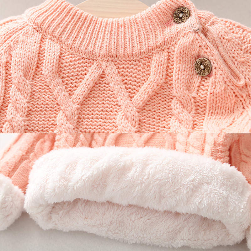Fashion Baby Girls Winter Sweater Colthes 2021 Autumn Boys Children Clothing Pullover Knitted Solid Kids Sweaters Keep Warm